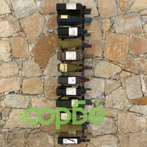 Стойка за вино за 36 бутилки, стенен монтаж, черна, желязо  ➤ топ цена ➤ sorbe.bg