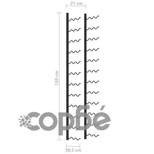 Стойка за вино за 36 бутилки, стенен монтаж, черна, желязо  ➤ топ цена ➤ sorbe.bg