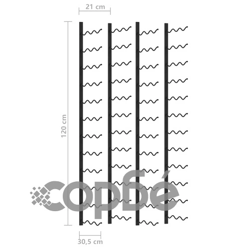 Стойки за вино за 72 бутилки стенен монтаж 2 бр черни желязо  ➤ топ цена ➤ sorbe.bg