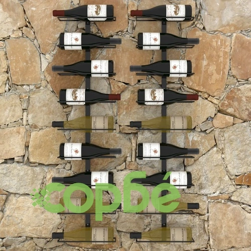 Стойки за вино за 18 бутилки стенен монтаж 2 бр черни желязо  ➤ топ цена ➤ sorbe.bg