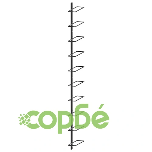 Стойка за вино за 10 бутилки, стенен монтаж, черна, метал ➤ топ цена ➤ sorbe.bg