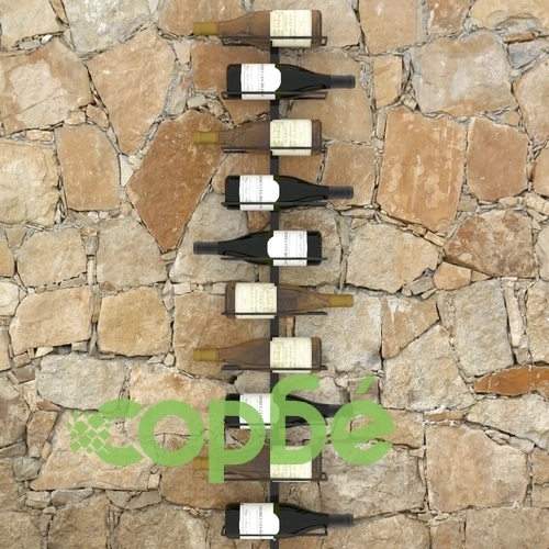 Стойка за вино за 10 бутилки, стенен монтаж, черна, метал ➤ топ цена ➤ sorbe.bg