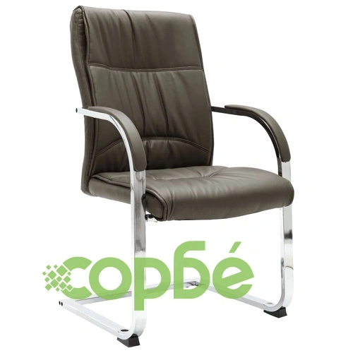 Конзолен офис стол, сив, изкуствена кожа ➤ топ цена ➤ sorbe.bg