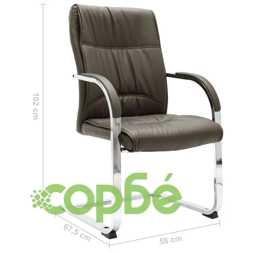 Конзолен офис стол, сив, изкуствена кожа ➤ топ цена ➤ sorbe.bg