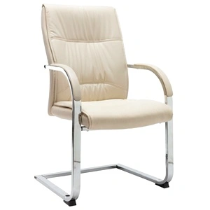 Конзолен офис стол, кремав, изкуствена кожа