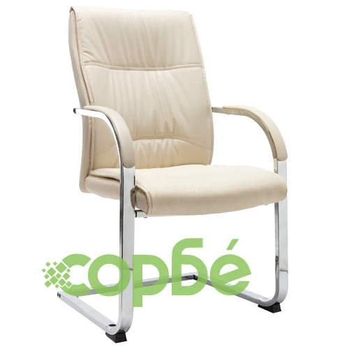 Конзолен офис стол, кремав, изкуствена кожа ➤ топ цена ➤ sorbe.bg