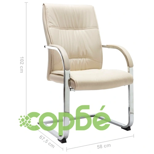 Конзолен офис стол, кремав, изкуствена кожа ➤ топ цена ➤ sorbe.bg