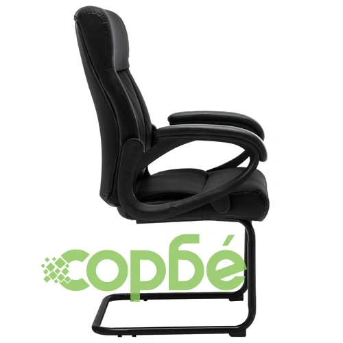 Конзолен офис стол, черен, изкуствена кожа ➤ топ цена ➤ sorbe.bg