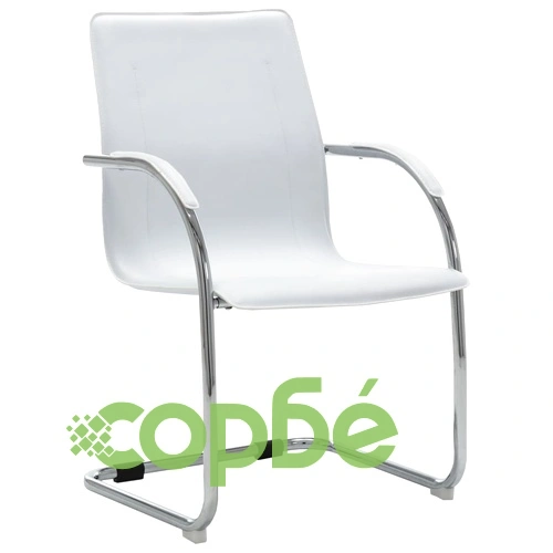 Конзолен офис стол, бял, изкуствена кожа ➤ топ цена ➤ sorbe.bg