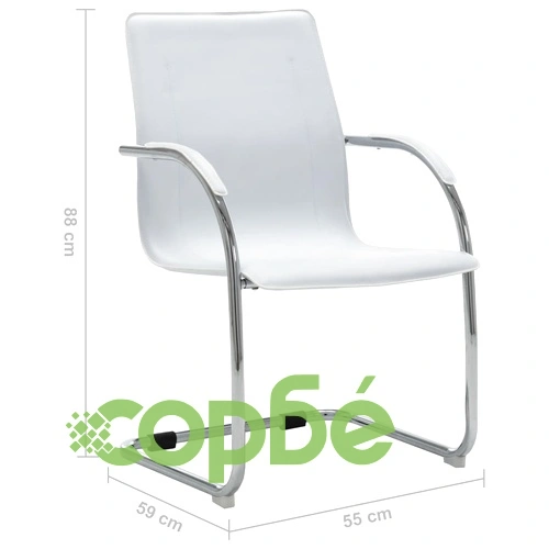 Конзолен офис стол, бял, изкуствена кожа ➤ топ цена ➤ sorbe.bg