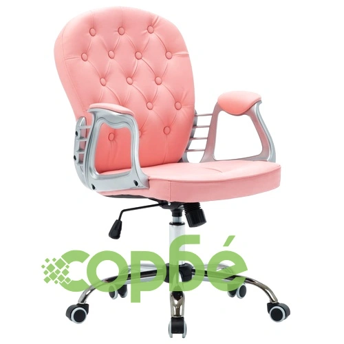 Въртящ се офис стол, розов, изкуствена кожа  ➤ топ цена ➤ sorbe.bg