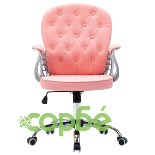 Въртящ се офис стол, розов, изкуствена кожа  ➤ топ цена ➤ sorbe.bg