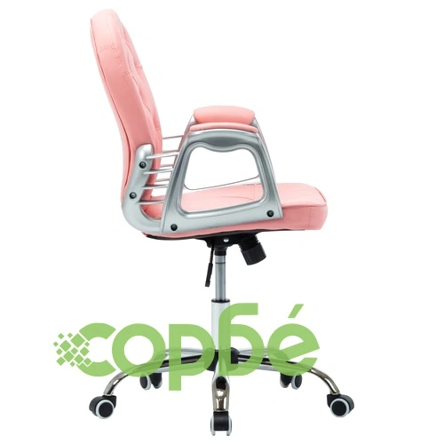 Въртящ се офис стол, розов, изкуствена кожа  ➤ топ цена ➤ sorbe.bg