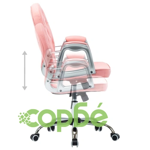 Въртящ се офис стол, розов, изкуствена кожа  ➤ топ цена ➤ sorbe.bg