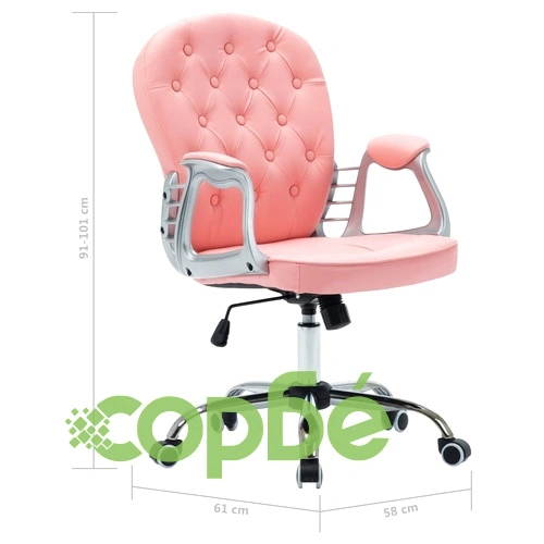 Въртящ се офис стол, розов, изкуствена кожа  ➤ топ цена ➤ sorbe.bg