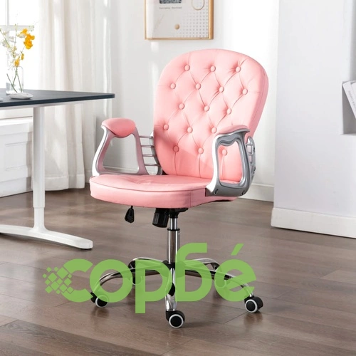 Въртящ се офис стол, розов, изкуствена кожа  ➤ топ цена ➤ sorbe.bg