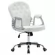 Въртящ офис стол, бял, изкуствена кожа 