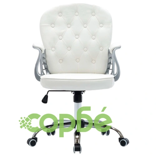 Въртящ офис стол, бял, изкуствена кожа  ➤ топ цена ➤ sorbe.bg