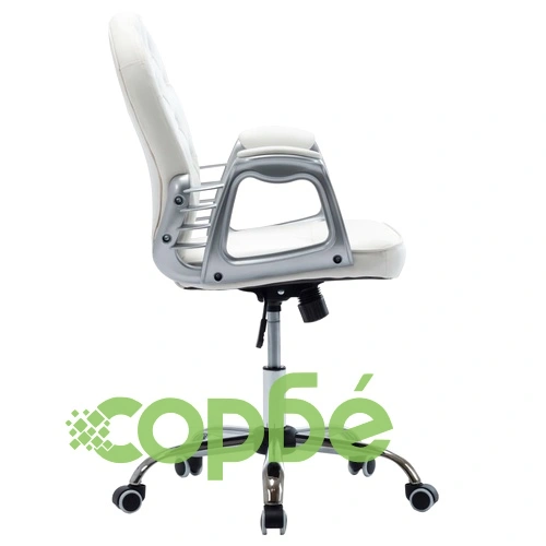 Въртящ офис стол, бял, изкуствена кожа  ➤ топ цена ➤ sorbe.bg