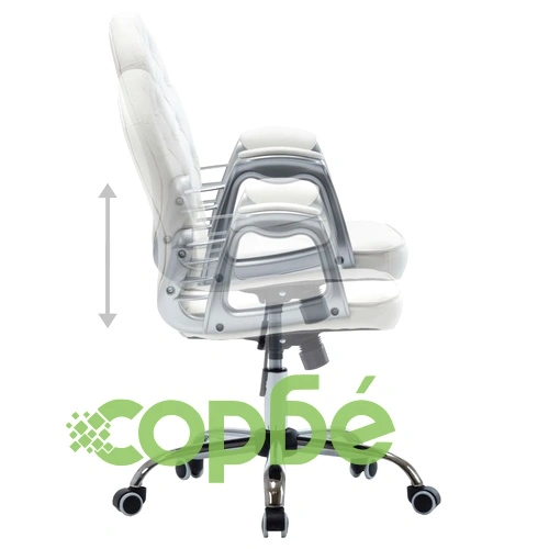 Въртящ офис стол, бял, изкуствена кожа  ➤ топ цена ➤ sorbe.bg