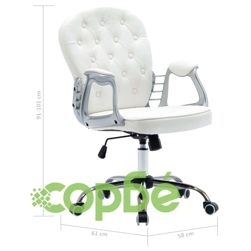 Въртящ офис стол, бял, изкуствена кожа  ➤ топ цена ➤ sorbe.bg