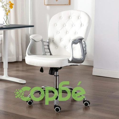 Въртящ офис стол, бял, изкуствена кожа  ➤ топ цена ➤ sorbe.bg