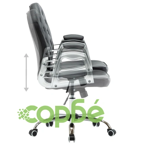 Въртящ офис стол, черен, изкуствена кожа  ➤ топ цена ➤ sorbe.bg