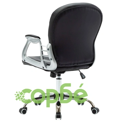 Въртящ офис стол, черен, изкуствена кожа  ➤ топ цена ➤ sorbe.bg