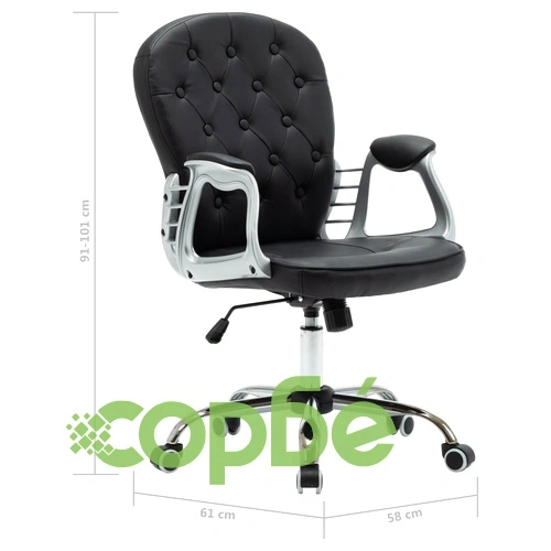 Въртящ офис стол, черен, изкуствена кожа  ➤ топ цена ➤ sorbe.bg