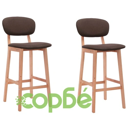 Бар табуретки, 2 бр, кафяви, текстил ➤ топ цена ➤ sorbe.bg