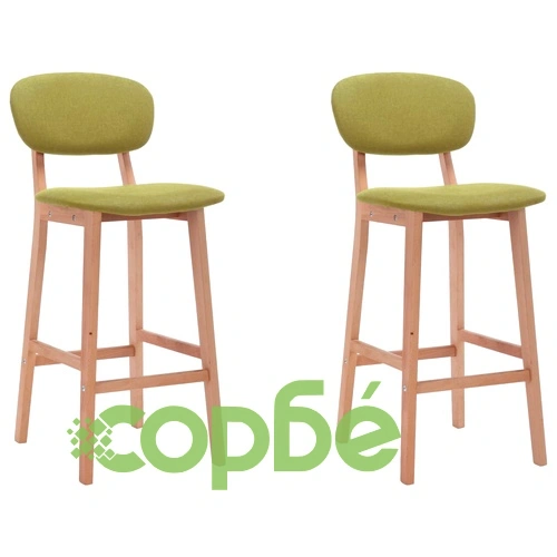 Бар табуретки, 2 бр, зелени, текстил ➤ топ цена ➤ sorbe.bg