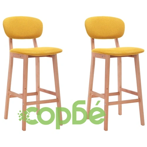 Бар табуретки, 2 бр, горчица, текстил ➤ топ цена ➤ sorbe.bg