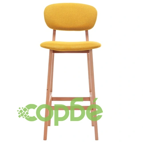 Бар табуретки, 2 бр, горчица, текстил ➤ топ цена ➤ sorbe.bg