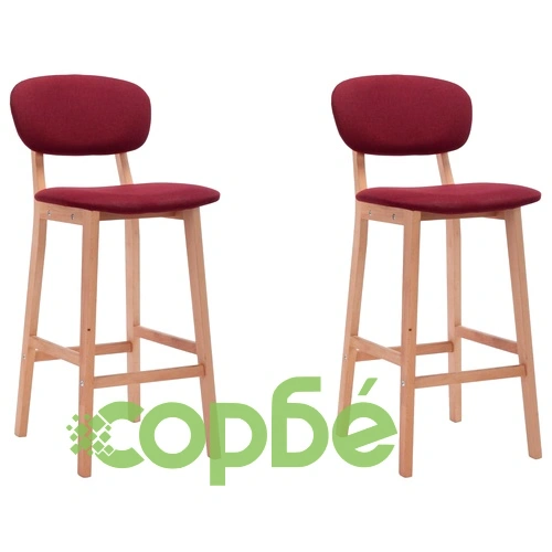 Бар табуретки, 2 бр, виненочервени, текстил ➤ топ цена ➤ sorbe.bg
