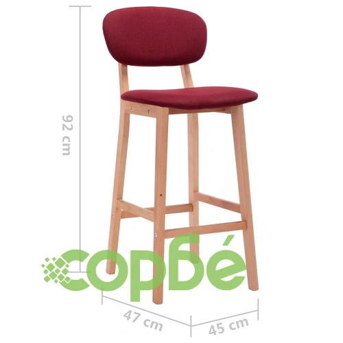 Бар табуретки, 2 бр, виненочервени, текстил ➤ топ цена ➤ sorbe.bg