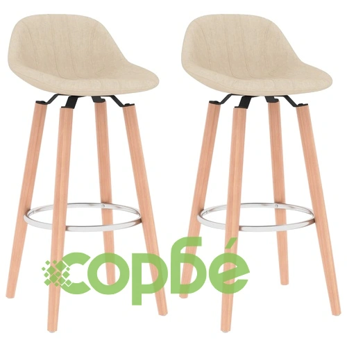 Бар табуретки, 2 бр, кремави, текстил ➤ топ цена ➤ sorbe.bg