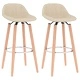 Бар табуретки, 2 бр, кремави, текстил