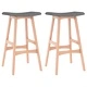 Бар табуретки, 2 бр, светлосиви, текстил 