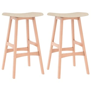 Бар табуретки, 2 бр, кремави, текстил 