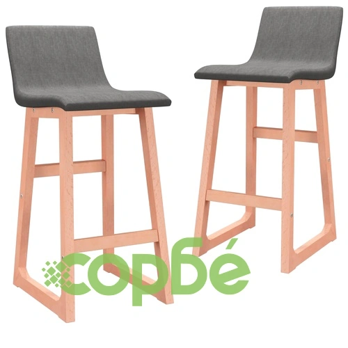 Бар табуретки, 2 бр, светлосиви, текстил ➤ топ цена ➤ sorbe.bg