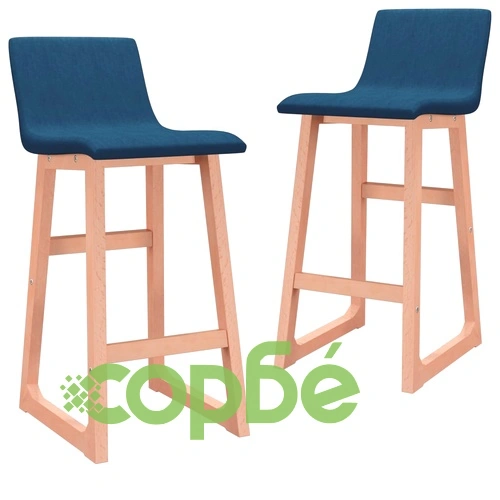 Бар табуретки, 2 бр, сини, текстил ➤ топ цена ➤ sorbe.bg