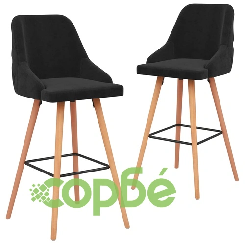 Бар табуретки, 2 бр, черни, кадифе ➤ топ цена ➤ sorbe.bg