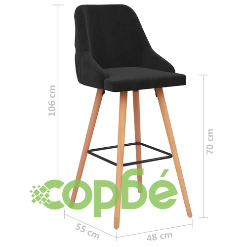 Бар табуретки, 2 бр, черни, кадифе ➤ топ цена ➤ sorbe.bg
