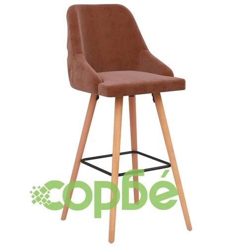 Бар табуретки, 2 бр, кафяви, кадифе ➤ топ цена ➤ sorbe.bg