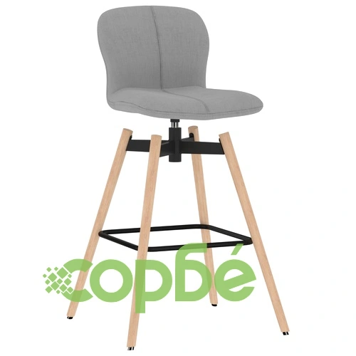 Въртящи се бар столове, 2 бр, светлосиви, текстил ➤ топ цена ➤ sorbe.bg