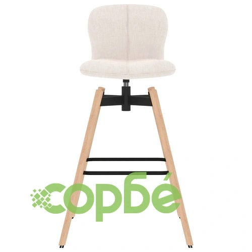 Въртящи се бар столове, 2 бр, кремави, текстил ➤ топ цена ➤ sorbe.bg