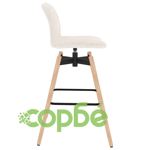 Въртящи се бар столове, 2 бр, кремави, текстил ➤ топ цена ➤ sorbe.bg