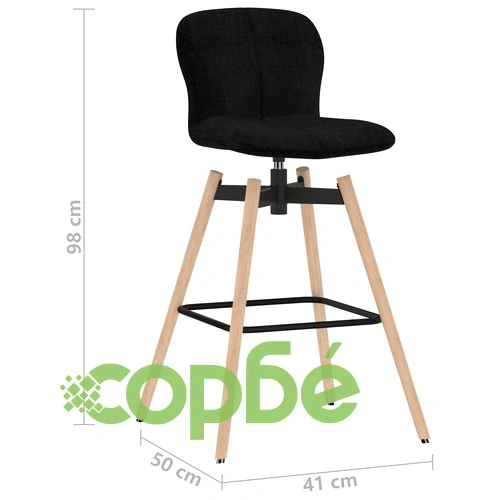 Въртящи се бар столове, 2 бр, черни, текстил ➤ топ цена ➤ sorbe.bg
