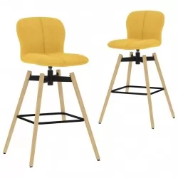 Въртящи се бар столове, 2 бр, жълти, текстил