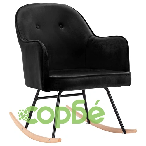Люлеещ стол, черен, кадифе ➤ топ цена ➤ sorbe.bg